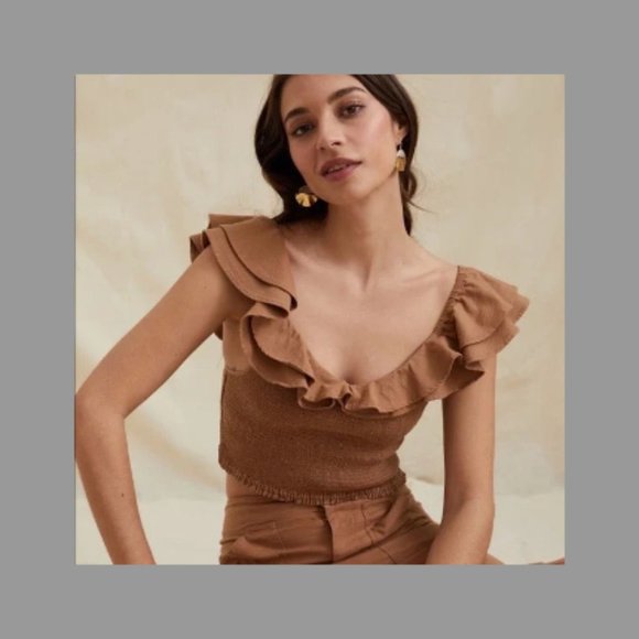 NWT Anthropologie Maeve Ruffled Smocked Top - Size 8 (Retail price $90) - Picture 4 of 5